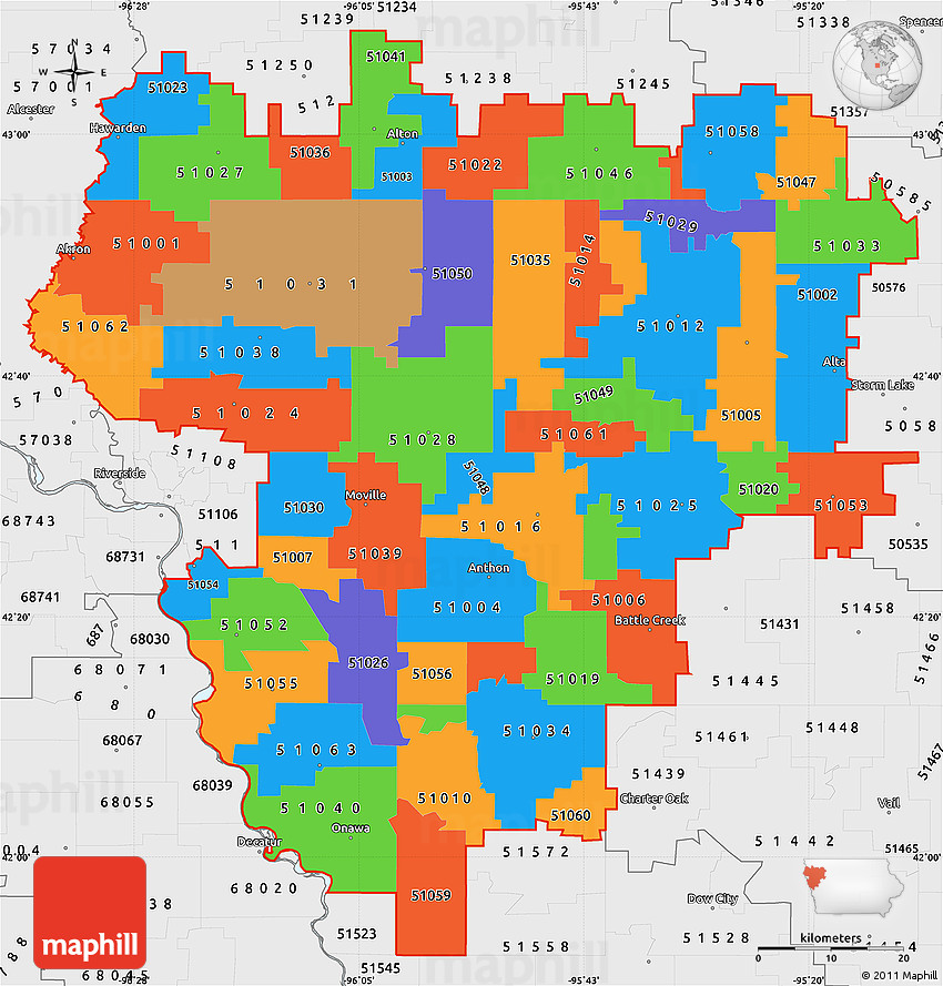 Political Simple Map of ZIP Codes Starting with 510, single color