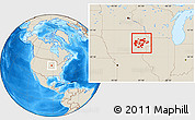 Shaded Relief Location Map of ZIP codes starting with 522