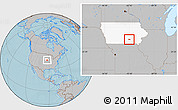 Gray Location Map of ZIP code 52553, highlighted state, hill shading