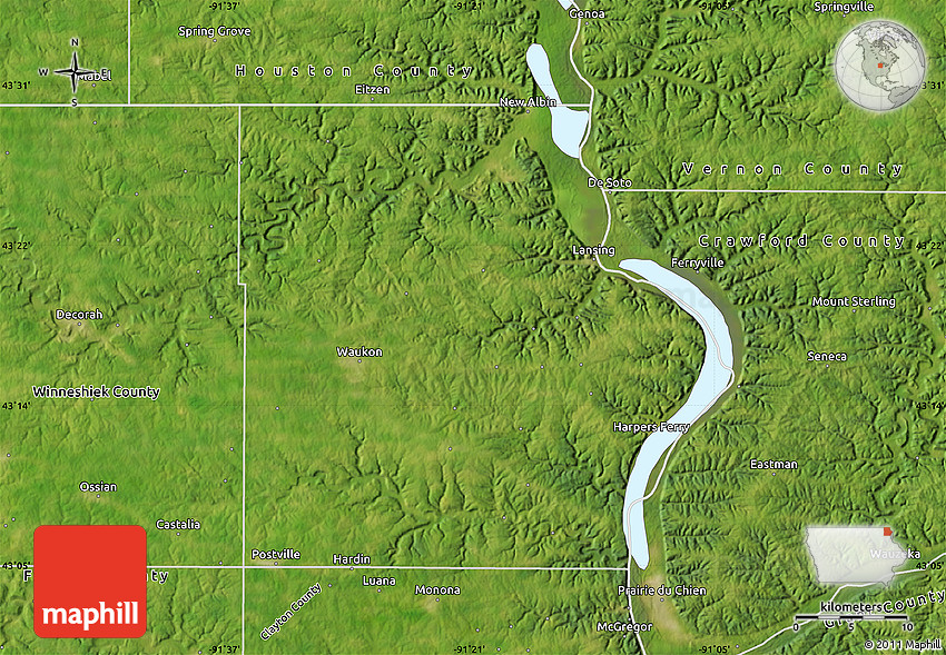 Satellite Map of Allamakee County