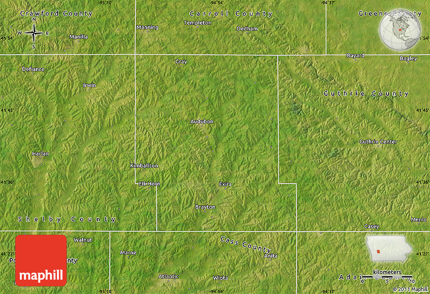 Satellite Map of Audubon County