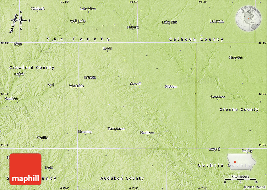 Physical Map of Carroll County