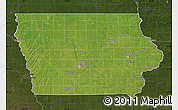 Satellite Map of Iowa, darken
