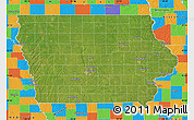 Satellite Map of Iowa, political outside