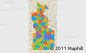 Political 3D Map of ZIP codes starting with 660, shaded relief outside