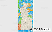 Shaded Relief Map of ZIP codes starting with 660, political shades outside
