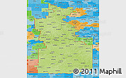 Physical Panoramic Map of ZIP codes starting with 660, political shades outside