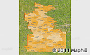 Political Shades Panoramic Map of ZIP codes starting with 660, satellite outside