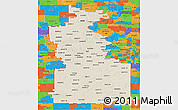 Shaded Relief Panoramic Map of ZIP codes starting with 660, political outside