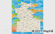 Shaded Relief Panoramic Map of ZIP codes starting with 660, political shades outside