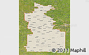 Shaded Relief Panoramic Map of ZIP codes starting with 660, satellite outside