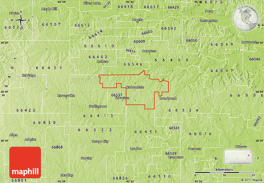 Physical Map of ZIP Code 66414