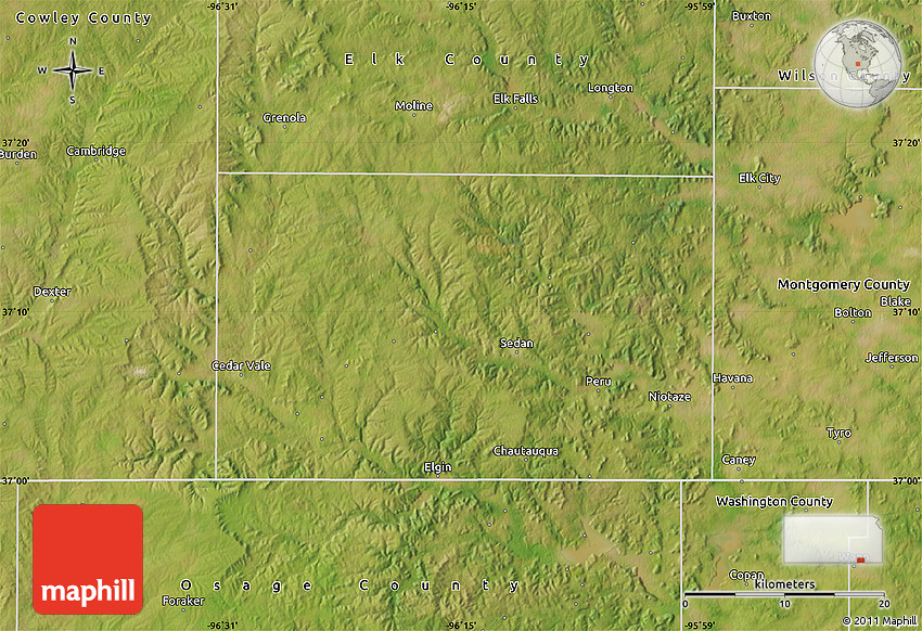 Satellite Map of Chautauqua County