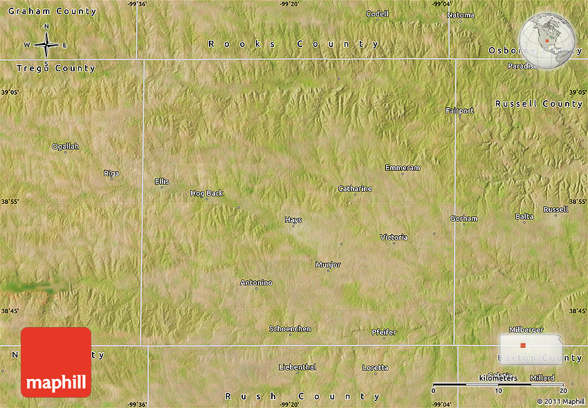 Satellite Map of Ellis County