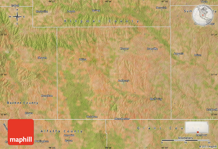 Satellite Map of Harper County