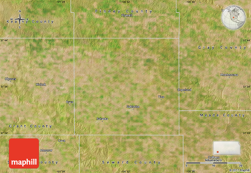 Satellite Map of Haskell County