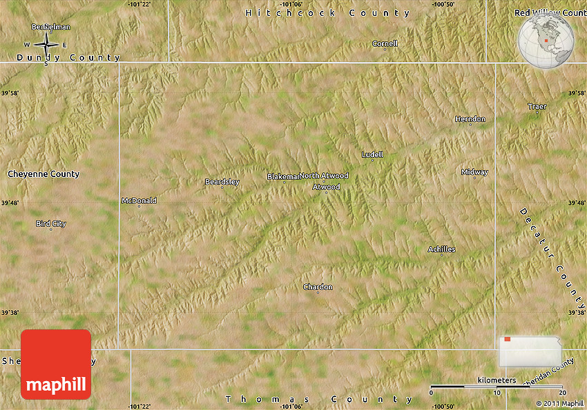 Satellite Map of Rawlins County