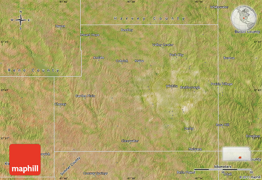 Satellite Map of Sedgwick County