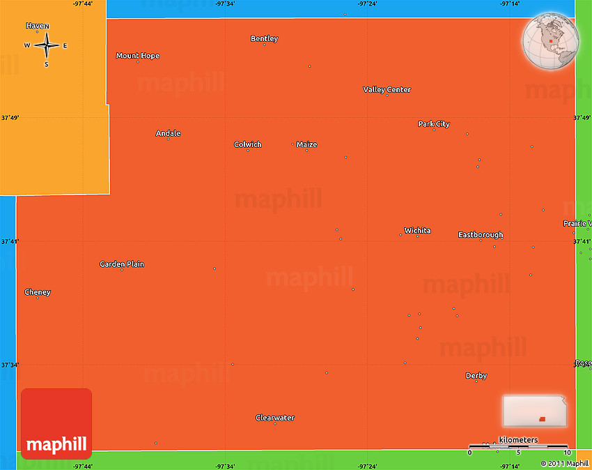 Political Simple Map of Sedgwick County