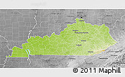 Physical 3D Map of Kentucky, desaturated