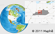 Physical Location Map of ZIP codes starting with 401, highlighted country, highlighted state