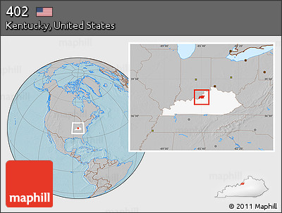 Gray Location Map of ZIP Codes Starting with 402, highlighted state, hill shading