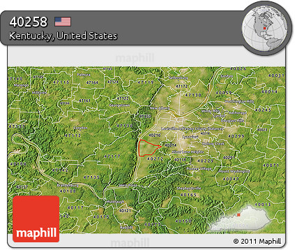 Satellite 3D Map of ZIP Code 40258