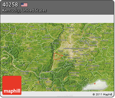 Satellite 3D Map of ZIP Code 40258