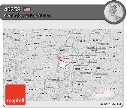 Silver Style 3D Map of ZIP Code 40258