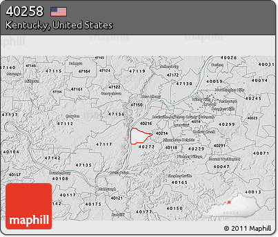 Silver Style 3D Map of ZIP Code 40258