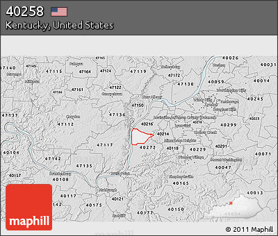 Silver Style 3D Map of ZIP Code 40258