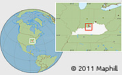 Savanna Style Location Map of ZIP code 40258, highlighted county, highlighted state