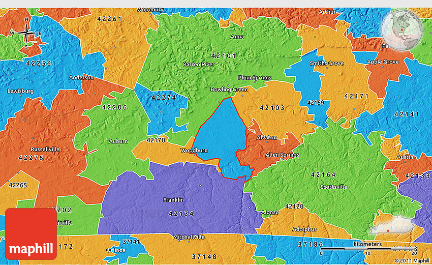 Political 3D Map of ZIP Code 42104