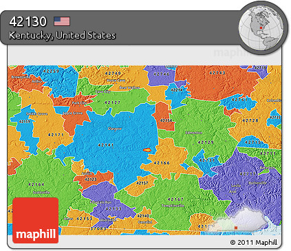 Political 3D Map of ZIP Code 42130