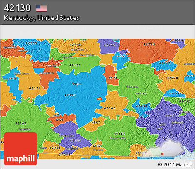Political 3D Map of ZIP Code 42130