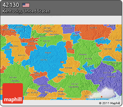 Political 3D Map of ZIP Code 42130