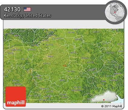 Satellite 3D Map of ZIP Code 42130