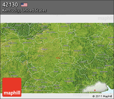 Satellite 3D Map of ZIP Code 42130