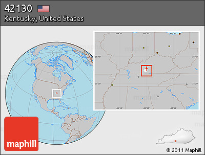 Gray Location Map of ZIP Code 42130, highlighted county