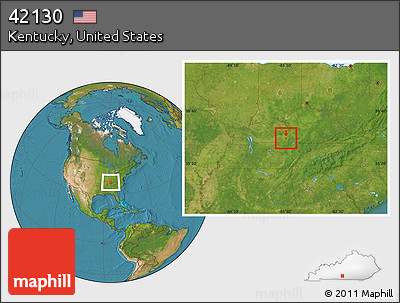 Satellite Location Map of ZIP Code 42130