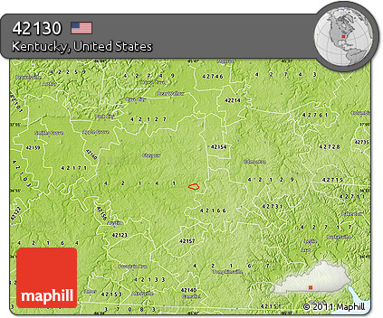 Physical Map of ZIP Code 42130
