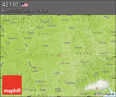 Physical Map of ZIP Code 42130
