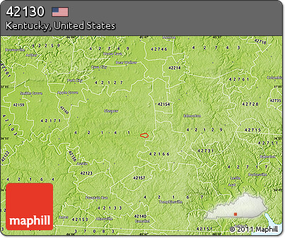 Physical Map of ZIP Code 42130