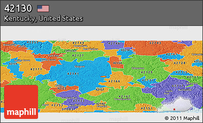Political Panoramic Map of ZIP Code 42130