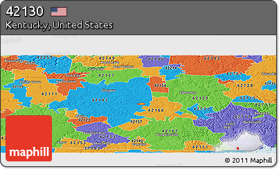 Political Panoramic Map of ZIP Code 42130