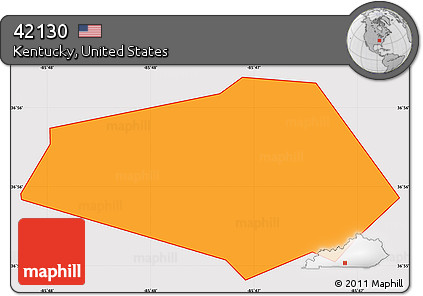 Political Simple Map of ZIP Code 42130, cropped outside