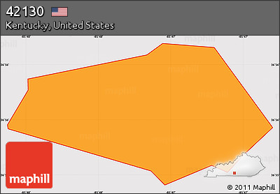 Political Simple Map of ZIP Code 42130, cropped outside