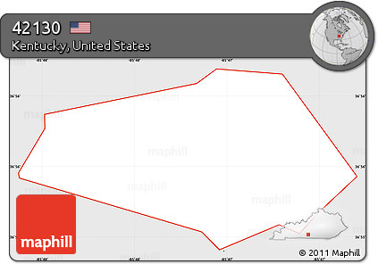Silver Style Simple Map of ZIP Code 42130