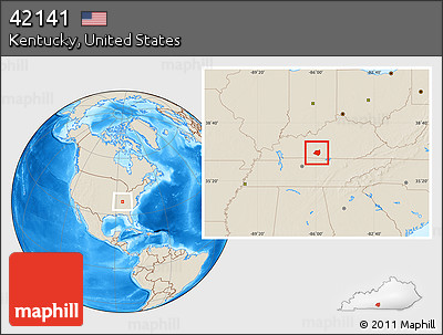 Shaded Relief Location Map of ZIP Code 42141