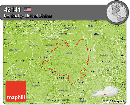 Physical Map of ZIP Code 42141